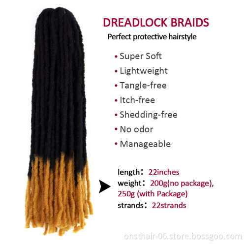 Onst dreads lock wholesale Faux Dreadlocks Braid In Synthetic Hair Extension Crochet Braids  Handmade dread locks braiding Hair